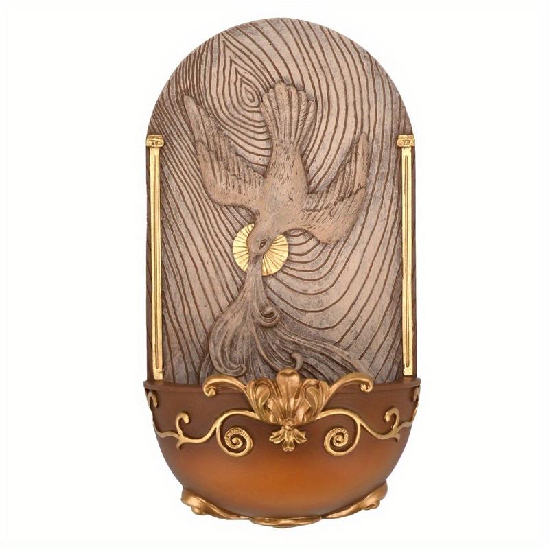 Trinity Dove Holy Spirit Holy Water Font Wall Plaque Resin Religious Home Decor First Communion