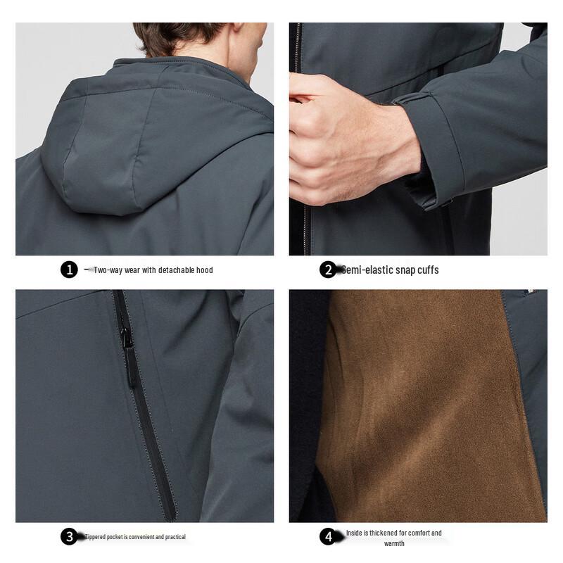 Hodo Men's 100% Wool-Filled Hooded Winter Jacket