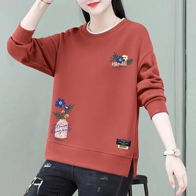 Sweat-shirt pour femme et automne, rembourré et épais, chaud, ample, grande taille, col rond, faux ensemble deux pièces, tête à manches longues