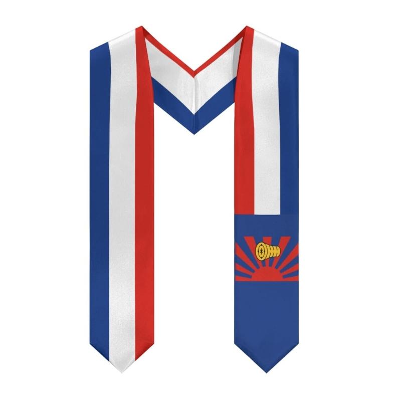 Graduation Sash with Colorful Flags Pattern Ceremony Stole For Graduates Ceremonial Event And Celebration Gathering B