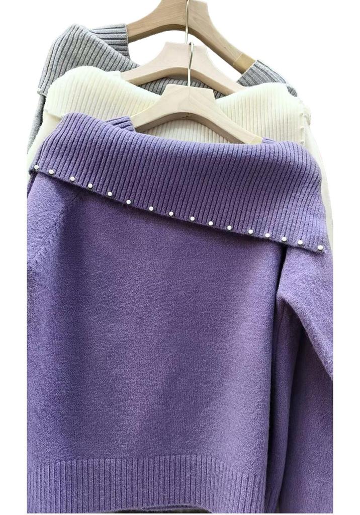 2026 Autumn/Winter Korean Style Slimming Loose Knit Lapel Sweater - Versatile Solid Color Women's Base Layer