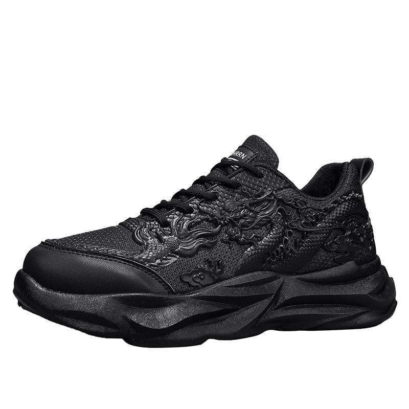 2024 წლის უახლესი შემთხვევითი მამაკაცის ფეხსაცმელი Red Youth Dragon Year მრავალმხრივი სპორტული ფეხსაცმელი სქელი ძირი მსუბუქი ჩვეულებრივი ფეხსაცმელი სუნთქვადი