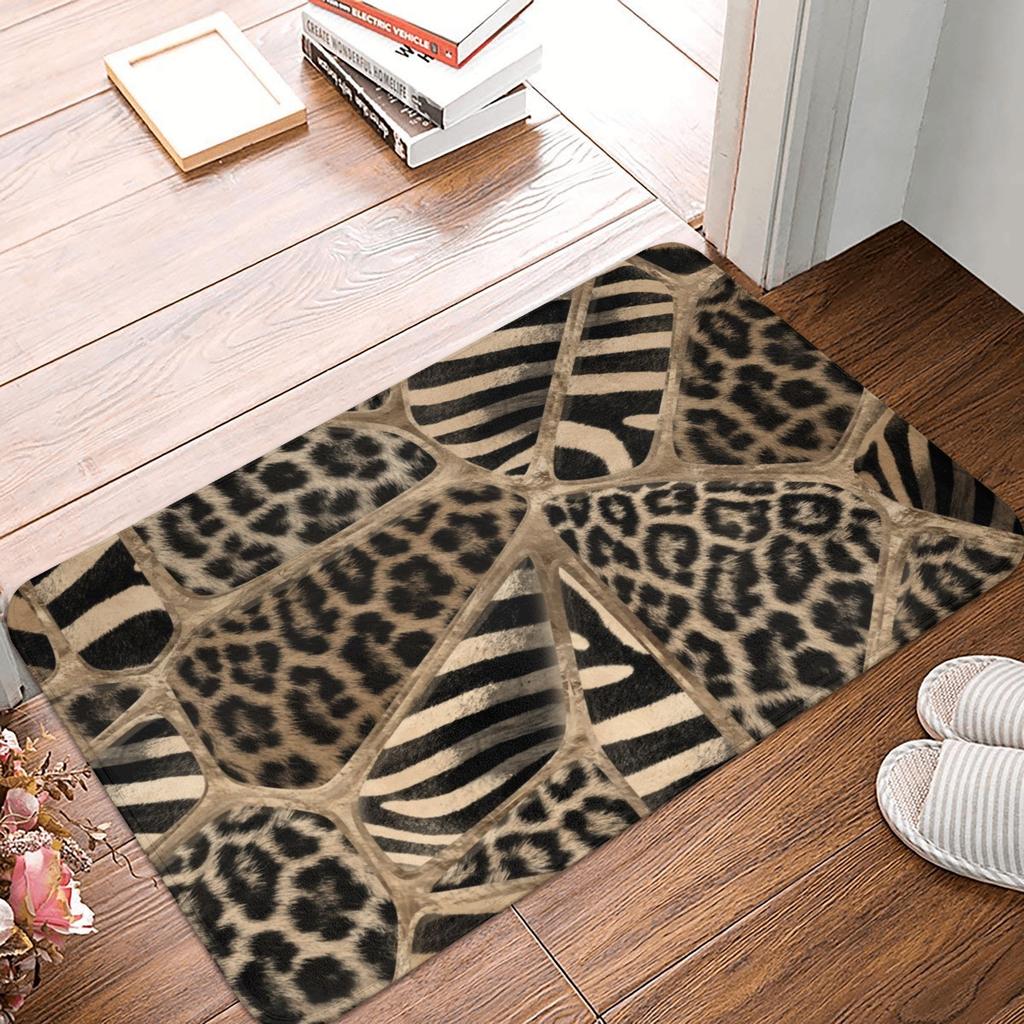 Siberian Tiger Fur Pattern Door Floor Kitchen Bathroom Mats Anti-Slip Indoor Wild Animal Doormat Living Room Entrance Carpet Rug