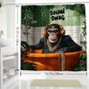 1Pc Sound Swag Gorilla In Bathtub Shower Curtain - Polyester Bathroom Decor With 12 Hooks, Machine Washable, Vibrant Jungle Desi
