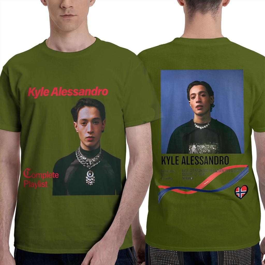 Kyle Alessandro Men's T Shirts Song Contest 2025 Vintage Tees Short Sleeve Crewneck T-Shirts Cotton Gift Tops