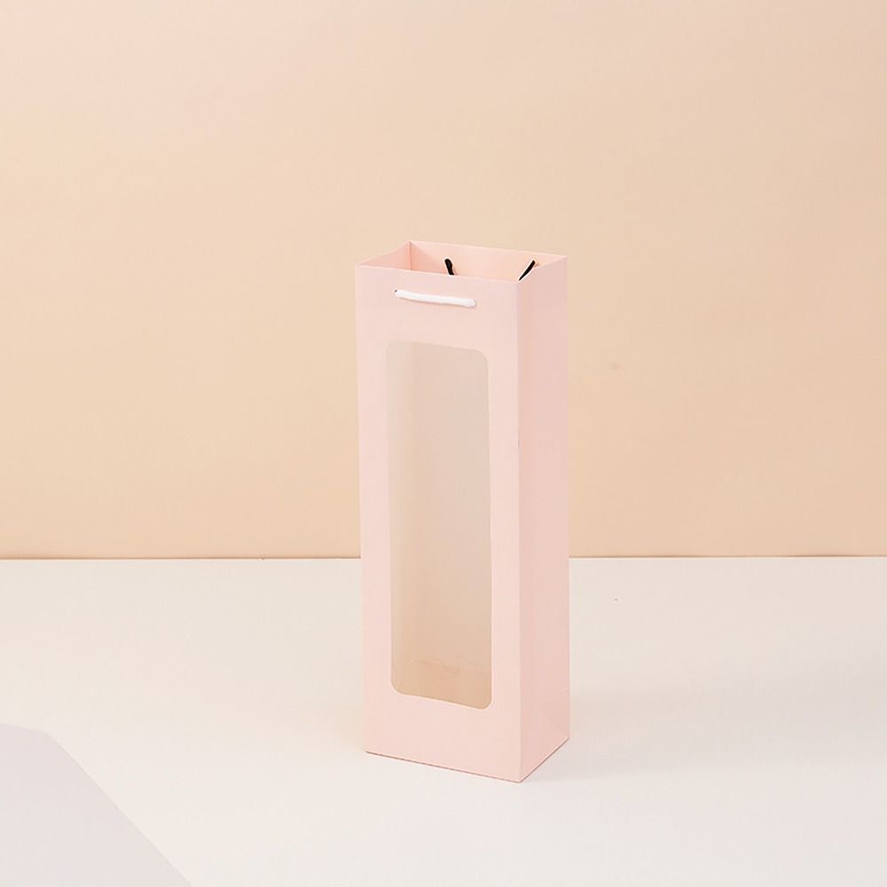 Translucent Kraft Paper Bag with Windows Red Wine Gift Bag Solid Packaging Handbag  Wedding