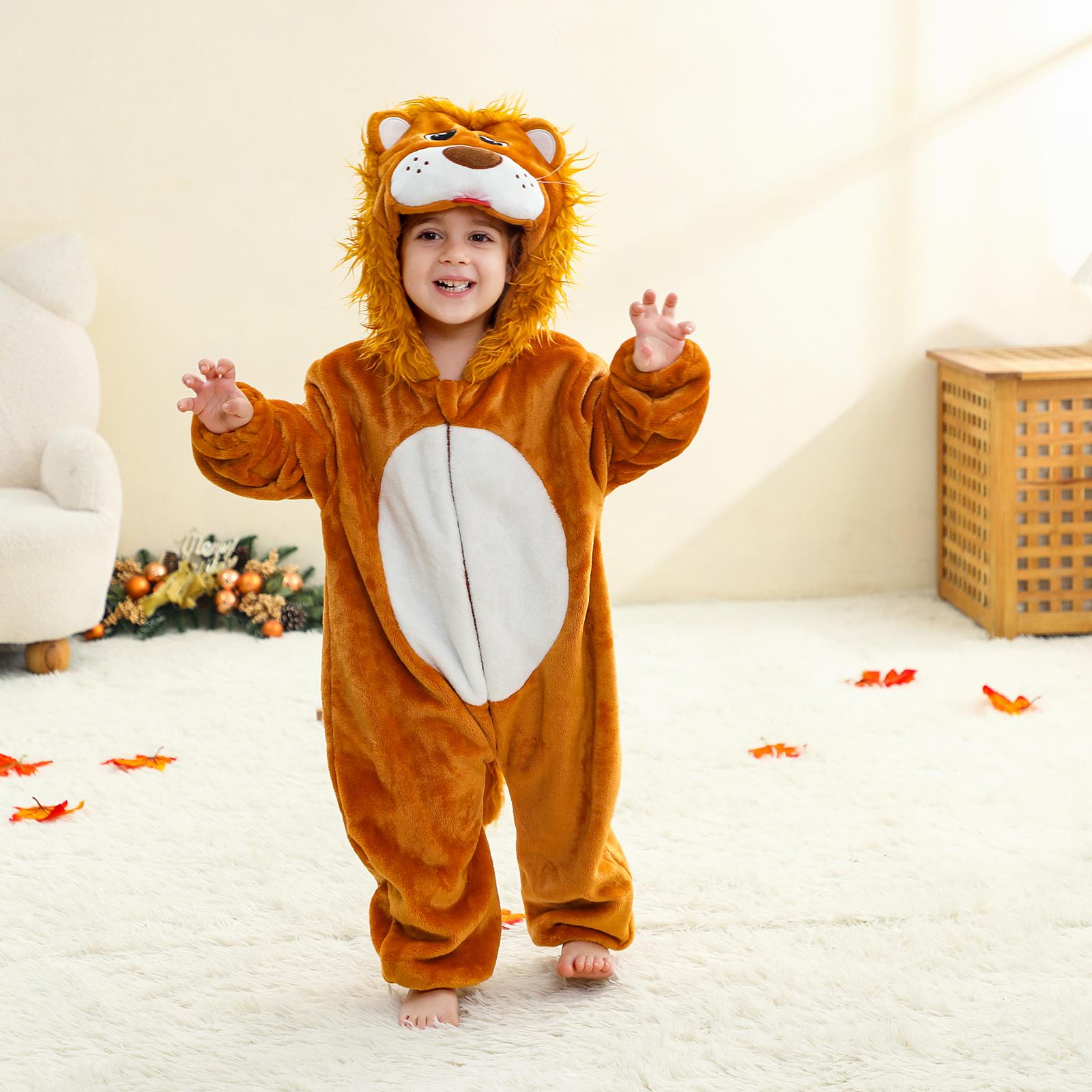 

Children s Jumpsuit, Warm Flannel Jumpsuit, Animal Shaped Climbing Suit 80 шафрановий