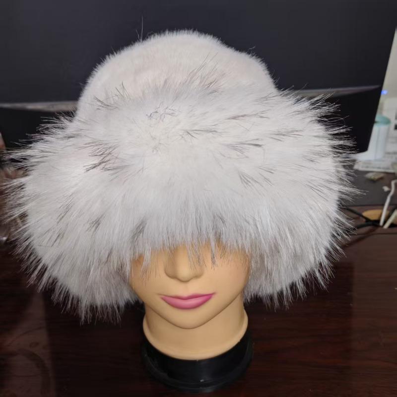 Faux Fox Fur Warm and Fashionable Fishing Mongolian Hat That Makes Your Face Look Smaller. Fur Hat Made of Leather.