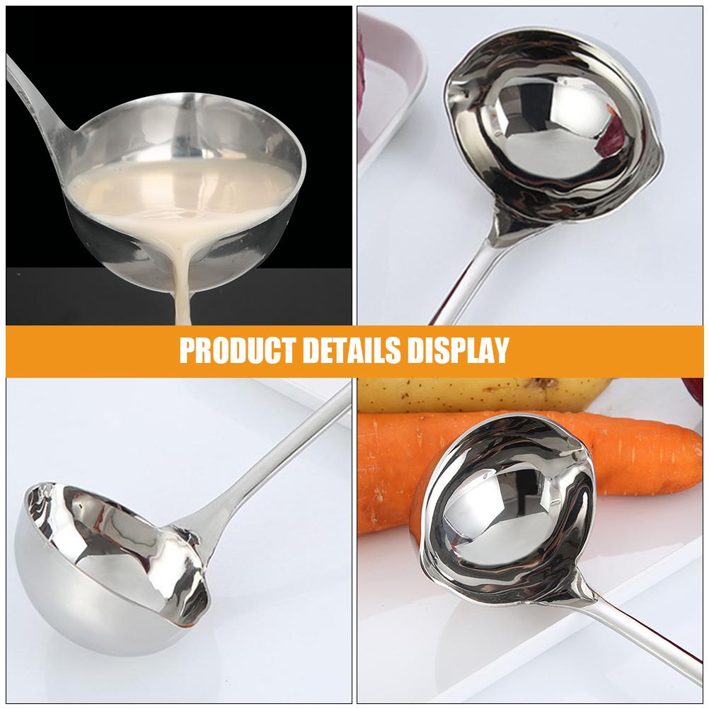 1Pc Stainless Steel Double Mouth Soup Ladle With Pouring Spout Long Handle Kitchen Gadgets Household Water Spoon Dinnerware Set