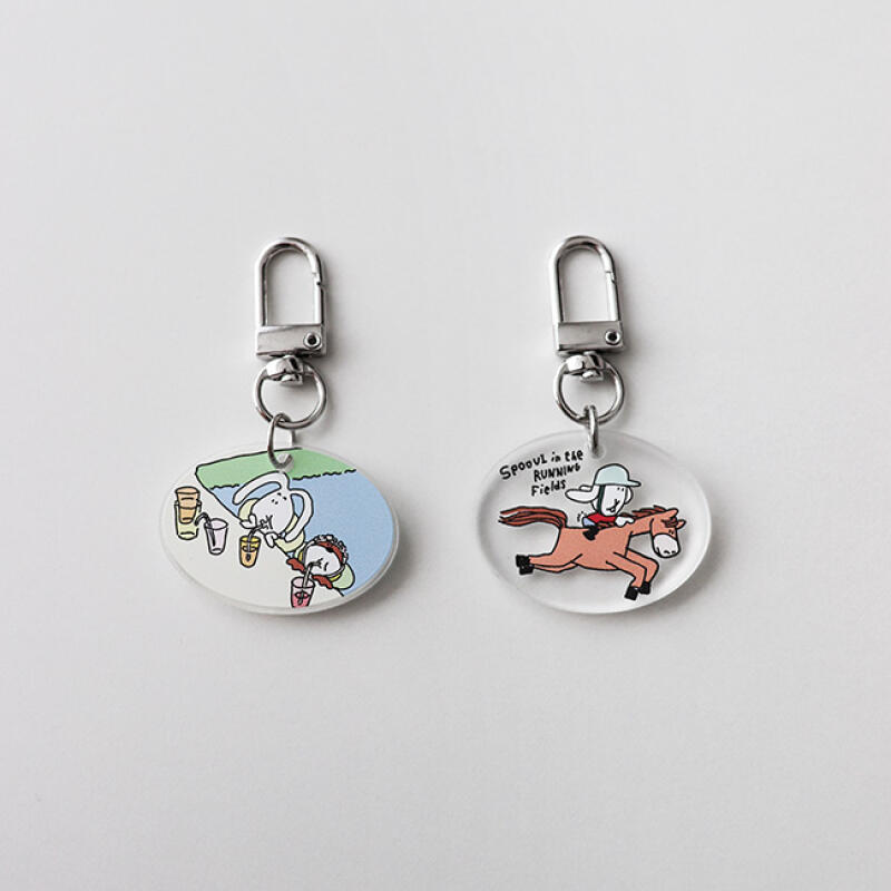 Salt Rabbit Swimming Riding Acrylic Keychain (2 types)