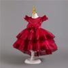 Toddler Princess Dress With Tail Puff Sleeve Elegant Party Dress For Girls Party Gown Wedding Dress For Girls Special Occasion Dress