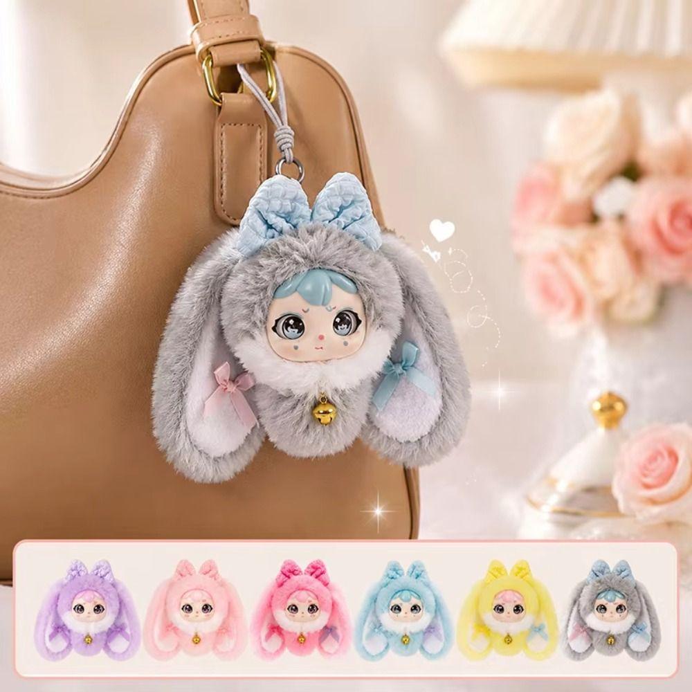 Bowknot Decoration Vinyl Face Doll Pendant Drooping Ear Rabbit Doll  Jewelry Accessories