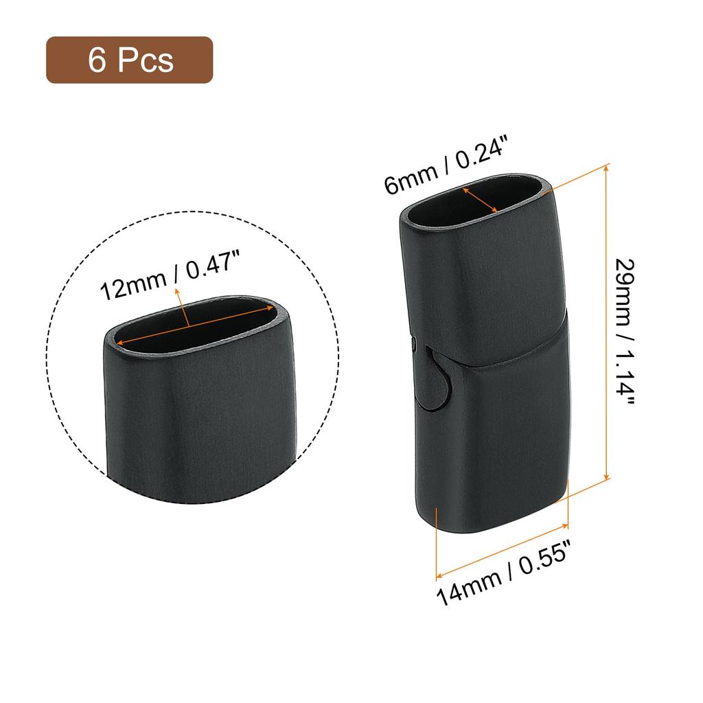 12mm X 6mm Flat Leather 6pcs Flat Closure End Stainless Steel Clasp Closure Leather Cord DIY Supplies Craft Making [uxcell] Clasp, Caps, Buckle,