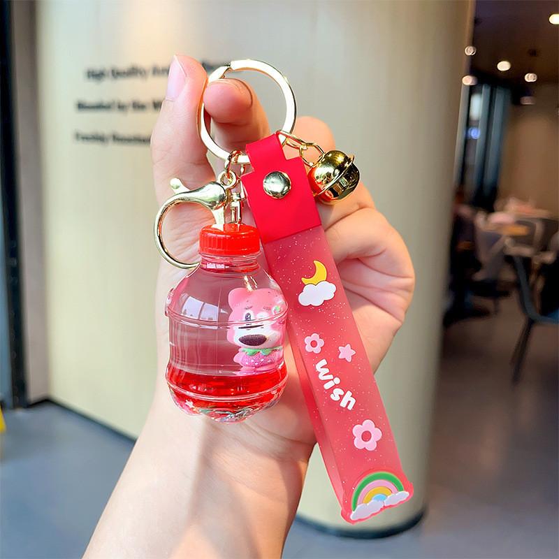 

Strawberry Adorable Acrylic Bear Floating Bottle Keychain Perfect For Students Gifts And Soda Bottl