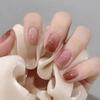 24Pcs Short Gradient Press On Nails With Jelly Glue Elegant Ballet Square Glitter Acrylic Fake Nails Set