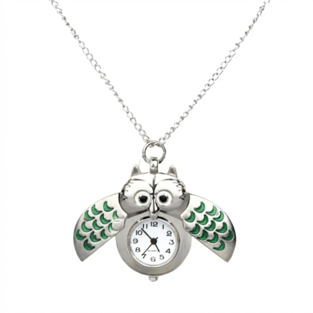 Fashion Owl Shape Pocket Watch Keychain Classic Flip Style Hang Watch Antique Retro Clock For Unisex Adults Children