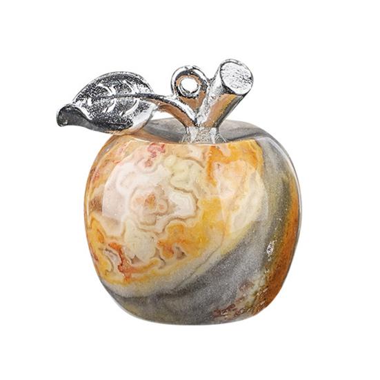 

DIY Necklace Pendant Fruit Shape Natural Faux Crystal Pendant with Electroplated Silver Leaf Buckle 20mm Mini Ornament T