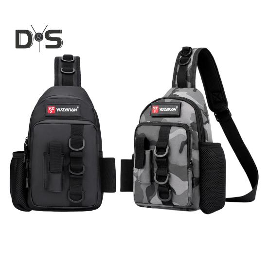 Fishing Bag with Rod Holder Waterproof Nylon Fishing Accessories Sling Bag Lightweight Outdoor Hiking Hunting Fishing Gear Single Shoulder Storage