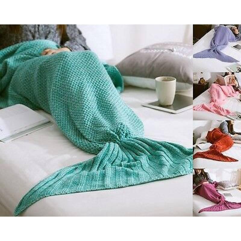 Soft And Stylish Mermaid Tail Blanket Plush Knitted Acrylic Throw For Spring And Autumn