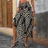 Boho Style Maxi Skirt Adjustable Drawstring High-Waisted Printing Skirt Flowy Large Hem A-Line Skirt Daily Wear