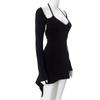 Women's Autumn Solid Color Casual Hanging Neck Long Sleeve Backless Slim Short Dress
