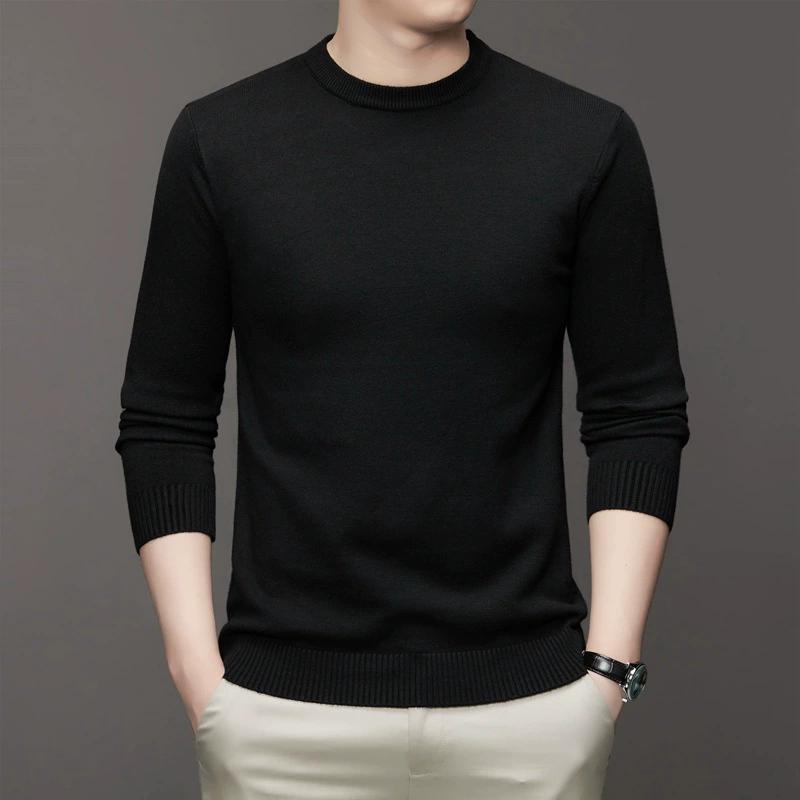 7 Colour Men's Round Neck Spring and Autumn Long Sleeved Solid Color Sweater Soft Warm and Comfortable Top with A Base