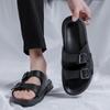 Men's Slippers 2024 Summer New Beach Shoes Black Genuine Leather Sandals Men Shoe Sandalias Hombre Slipper Slippers for Men