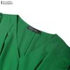 ZANZEA Women Casual V-Neck Summer Half Sleeve Long Dress