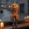 Donker Retro Stijl Cadeauset Halloween Pompoenman Figuurtje, Hars Figuur, Klassieke Geest Kleine Ambacht voor Raam Gezicht Bureau Ornament Huis Tafelblad
