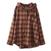 Johnature Women Vintage Plaid Shirts Hooded Autumn Blouses Button Long Sleeve Loose Cotton Soft Female Casual Shirts
