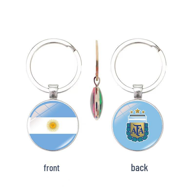 World Cup Top 32 National Flags & Team Emblems Double-sided Keychain