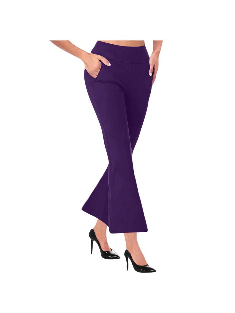 2024 Women's Casual Knitted Flare Pants with Side Pockets - Slimming Design and Long Leg Effect