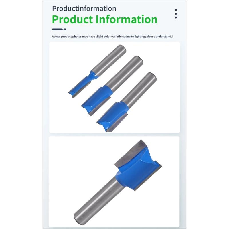Blue Coated 8mm Shanks Router Bit 7Pieces Kit Wood Cutting Equipment For Wood Carving And Slot Cutting
