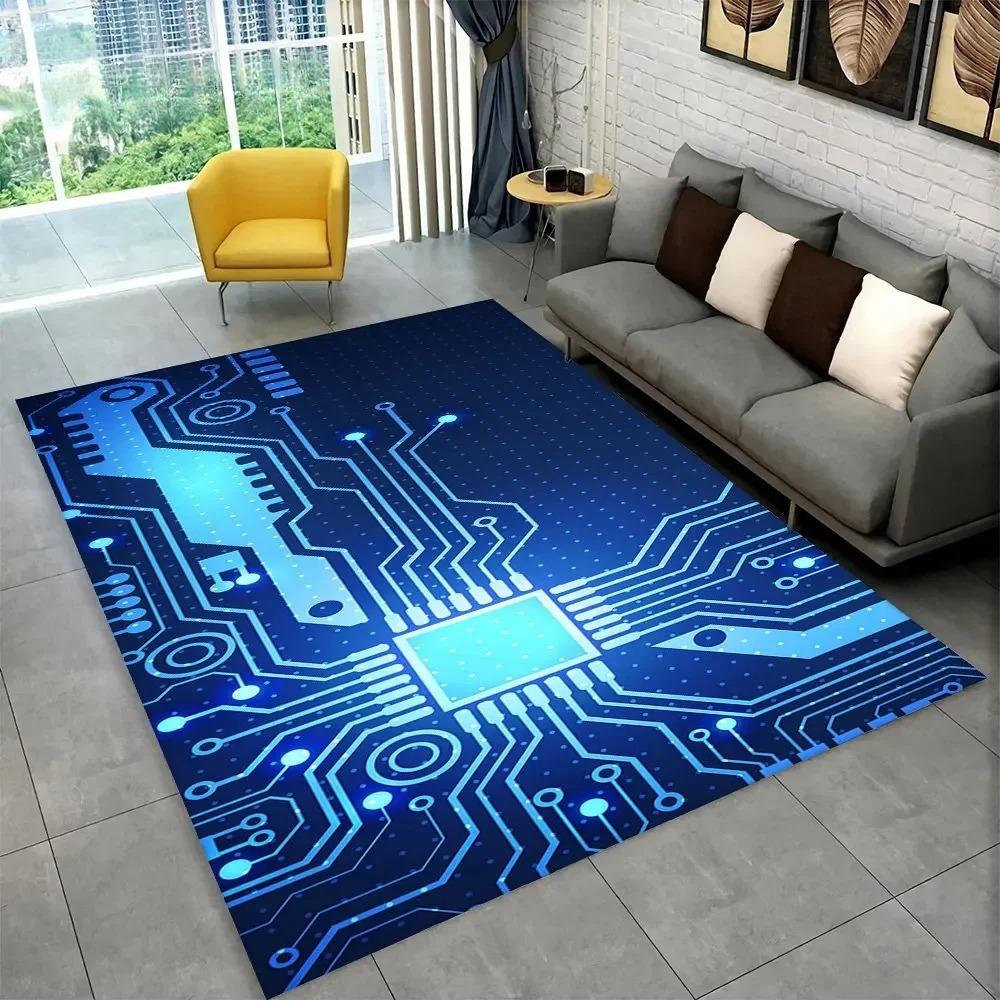

3D Neon Purple Circuit Board Gaming Carpet Non Slip Soft Easy To Clean Fits Gamer Room Home Office Must Have for Game Lovers Rug 40x60cm