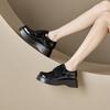 British Style Muffin  Women's Platform Autumn New Patent Leather Deep Mouth Lace-up Wedge Single Shoes  Shoes Casual HZB-323-1