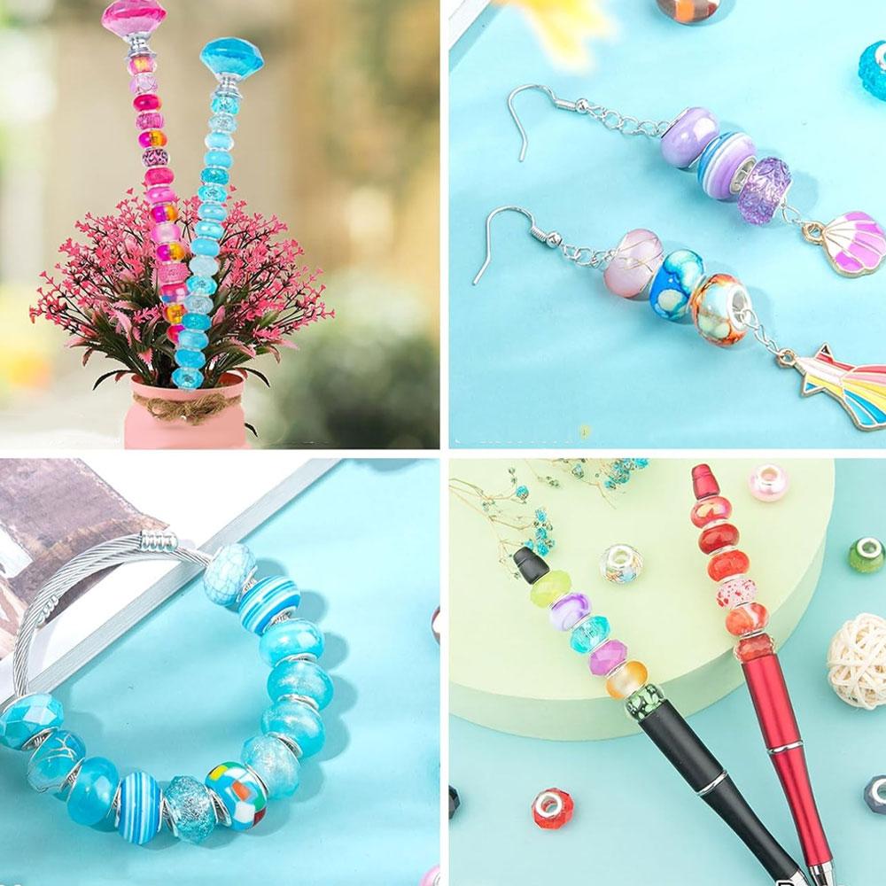 Mărgele cu găuri mari în stil european de rășină 30/50/100, margele distanțiere pentru producția de bijuterii, diverse margele mari europene libere și colorate