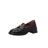 Spot Lightning Hair~ Gold Buckle Round Head Heightening Loafers 2025 Spring and Summer Retro Sheepskin Thick Heel Single Shoes Main Push