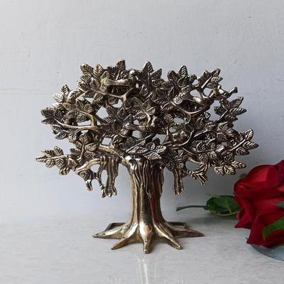 Kalpavriksha Tree of Life Pure Brass Tabletop Decorative Showpiece Gift Item, for Home, Office Décor