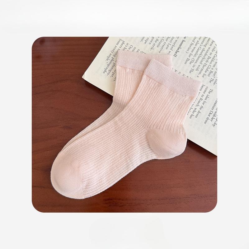 

Женские летние тонкие милые однотонные носки из хлопка, в балетном стиле, с ажурной сеткой, без косточек, влагоотводящие, дышащие 1 pair розовый