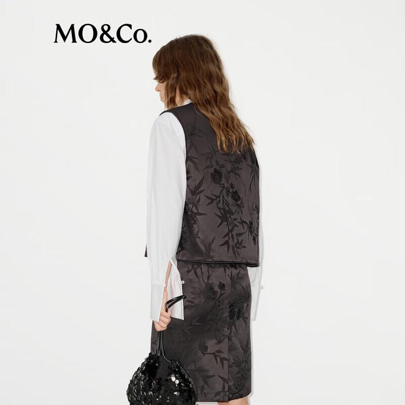 MO&Co. New Chinese Style Plum Blossom Jacquard Padded Vest
