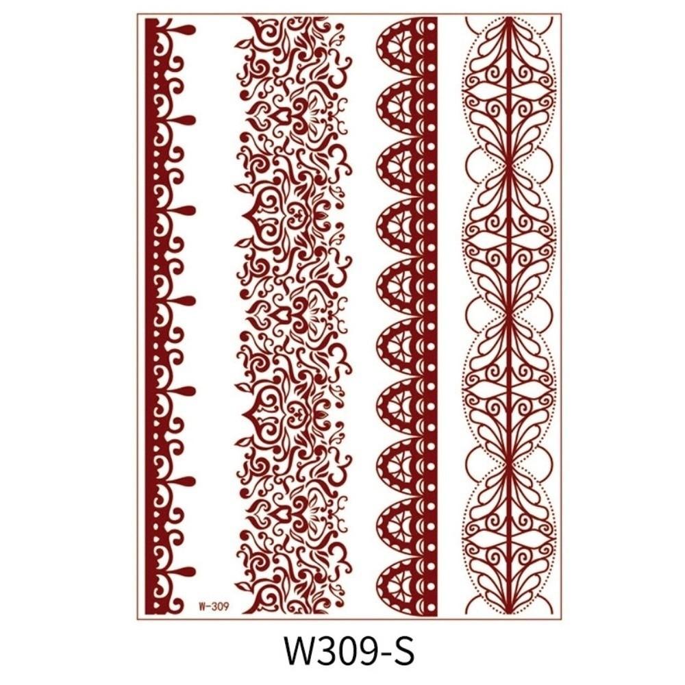 Lace Fake Tattoo Temporary Tattoo Red Mehndi Stickers Body Art Sticker Women/Lady