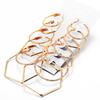 6 Pairs Fashion Exaggerated Geometric Polygonal Earrings