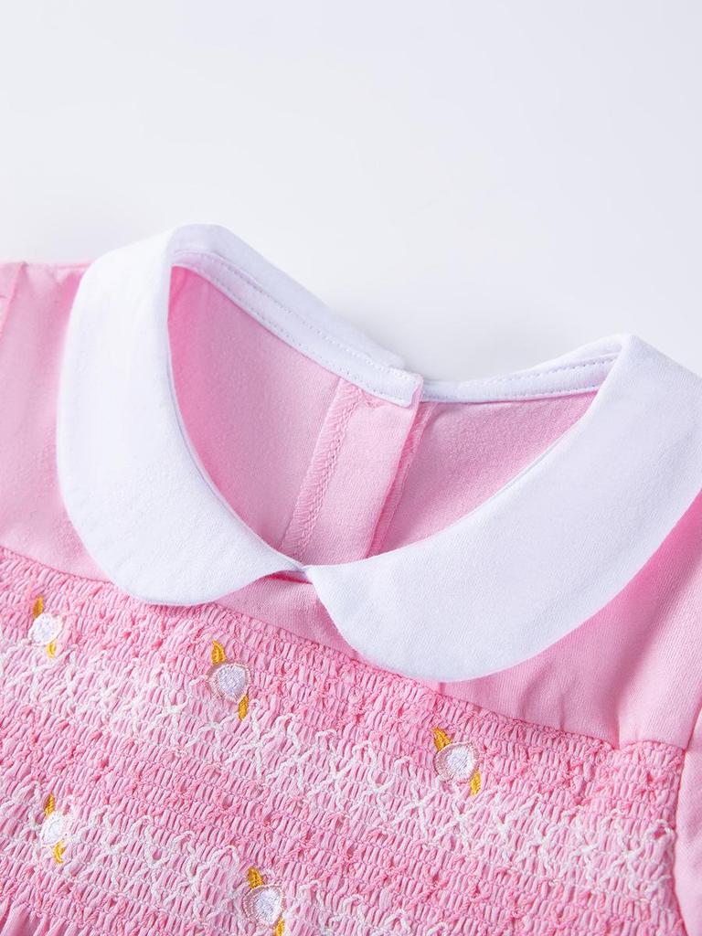 Little Maven Kids' Summer Knit Dress - Euro-American Style Short Sleeve Lapel