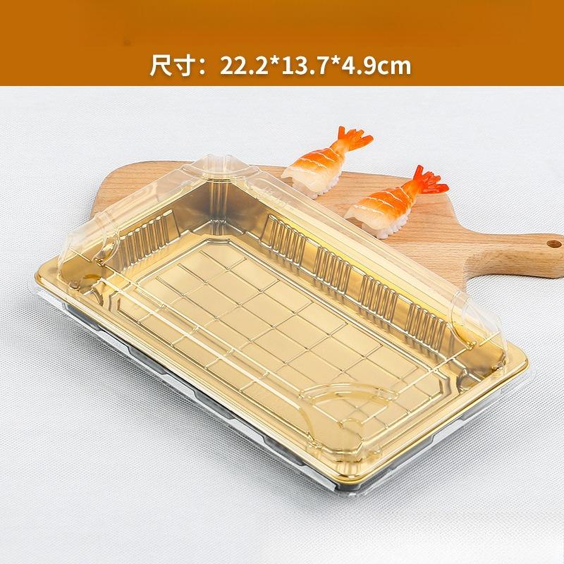 Disposable Sushi Box Plastic Food Container Golden Commercial High End Japanese Sashimi Tray