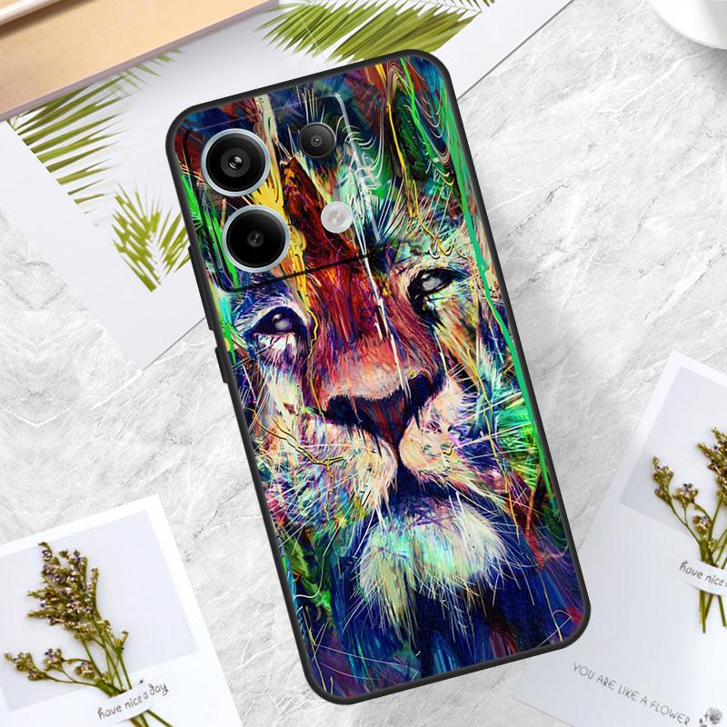 Lion Head Case For Xiaomi Redmi Note 14 Pro 12 11 10 13 15 Pro Plus Redmi 15 14C 10C 12C 13C 15C Cover
