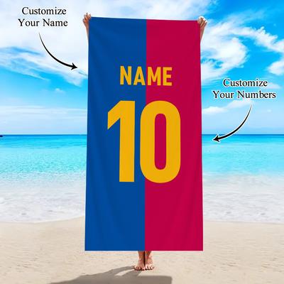 1pc Beach Towels Featuring Pos of Football Stars, Personalized Team Logos, Player IDs, Names, and Pos