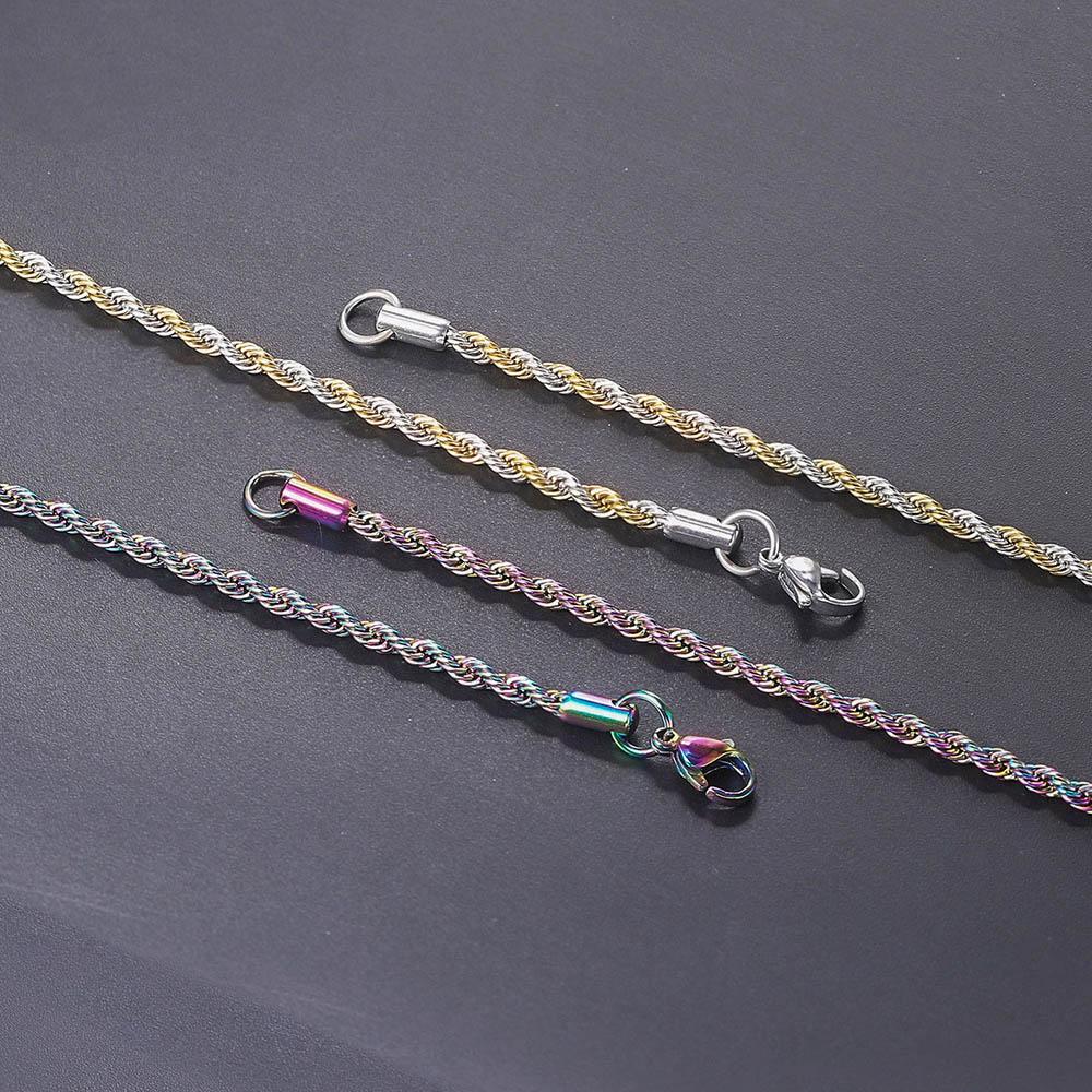Gedrehte Seilkette Halskette Herren Edelstahl Seile Lange Halskette Minimalistisch Goldfarben Kupferfarben Hip Hop Schmuck 3mm 60cm