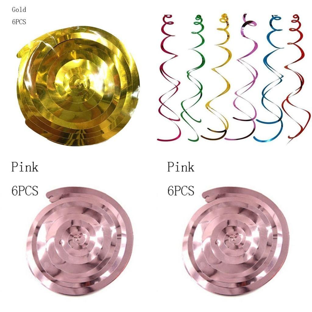 Colorful 6pcs Multicolor Hanging Spiral Swirls Perfect For Birthday And Wedding Party Decor