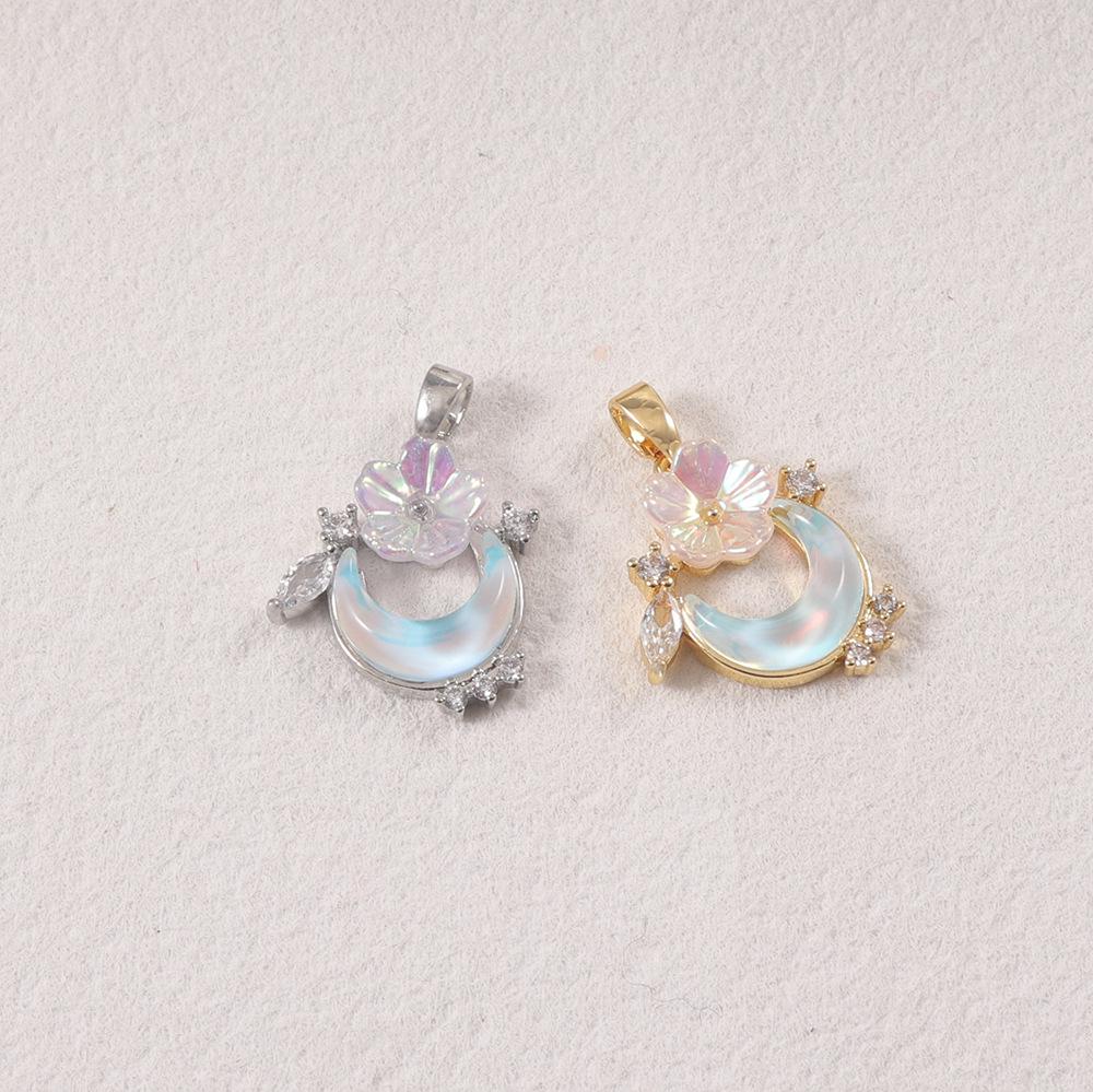 Elegant Moon Opal Diamond-Inlaid Pendant Necklace for Women - Double Color Options
