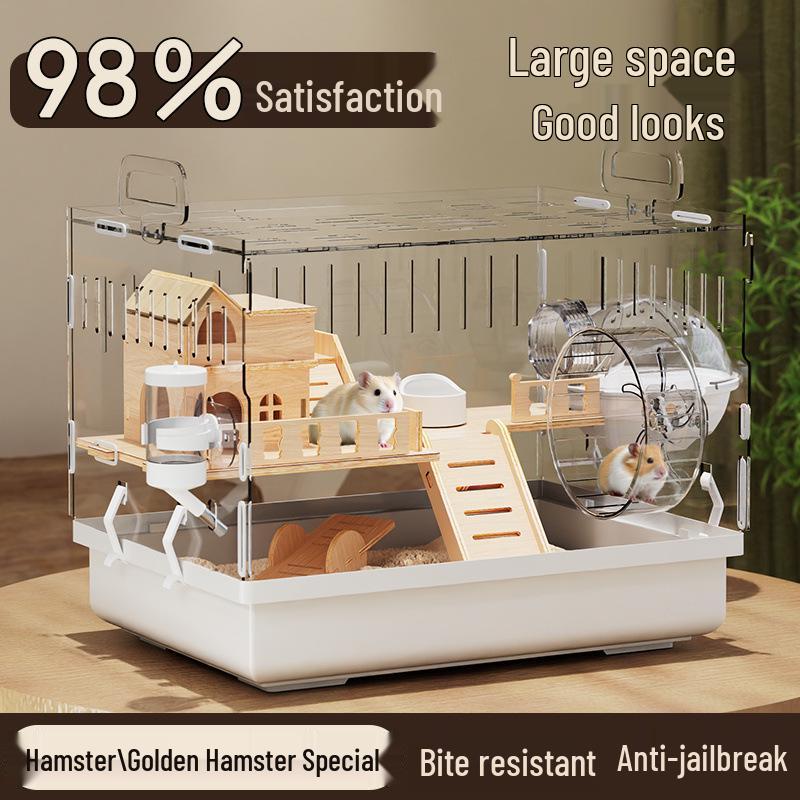 Luxury Acrylic Hamster Villa: Spacious, Transparent Breeding Box with Nest for Golden Hamsters